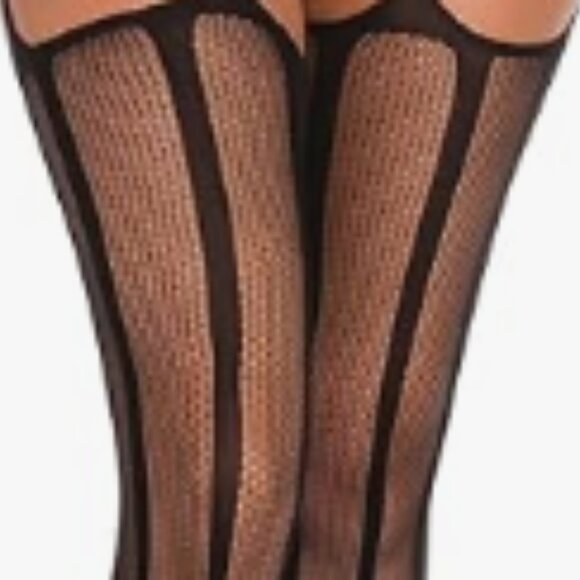 Black Fishnet High-Waist Stocking Tights 1 Pair - Picture 2 of 3